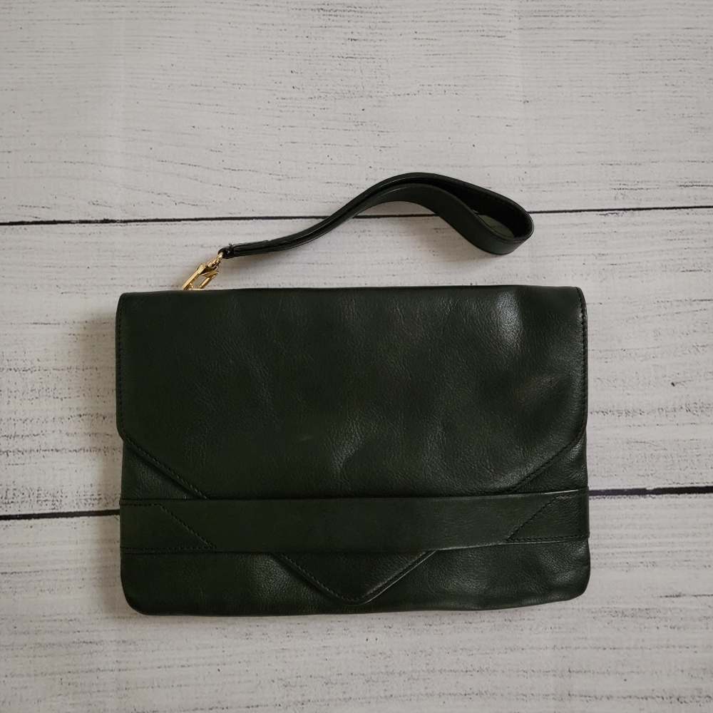 Halogen Black Leather Envelope Clutch or Wristlet
